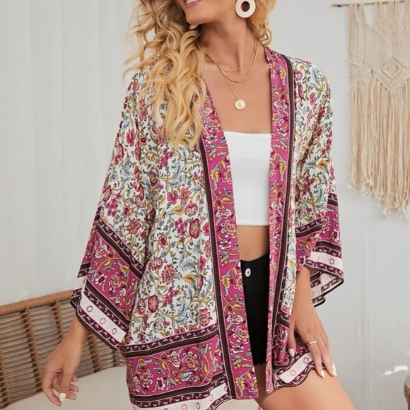 NEW!Gorgeous Boho vibe multicolour Kimono. Super soft, lightweight fabric - Picture 10 of 14